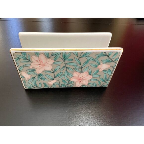 Vintage Otagiri Serenade Lily Mail holder Napkin holder desk organizer - Picture 1 of 9